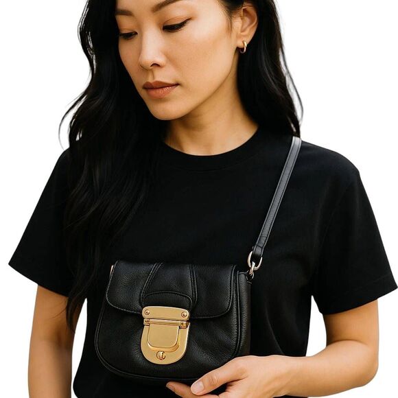 Michael Kors Small Black Leather Flap Bag Crossbody - Picture 15 of 15